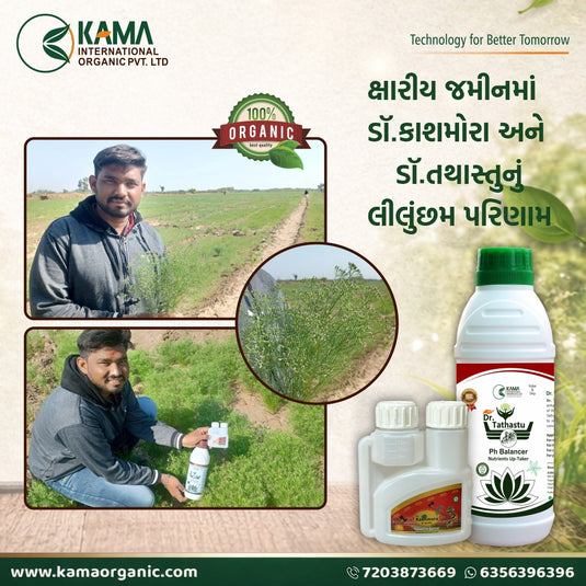 A man in a field with organic fertilizer products.